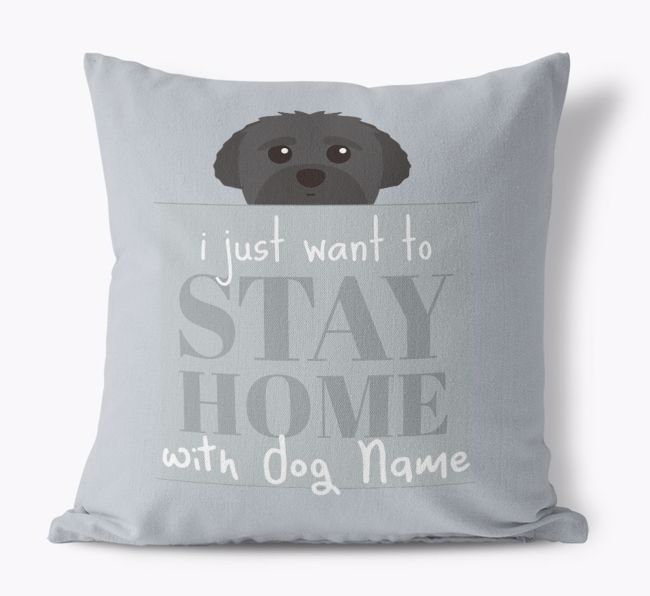 Stay Home: Personalized {breedFullName} Canvas Pillow